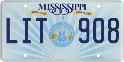 MS license plate LIT908