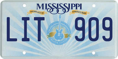 MS license plate LIT909