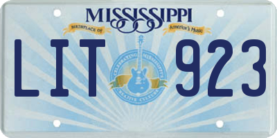 MS license plate LIT923