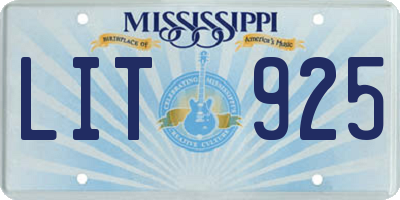MS license plate LIT925