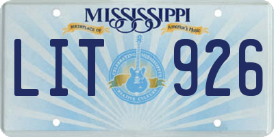MS license plate LIT926