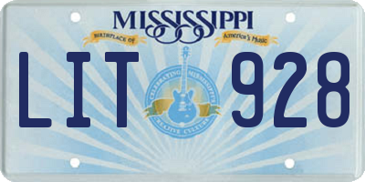 MS license plate LIT928