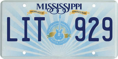 MS license plate LIT929