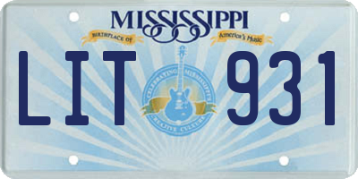 MS license plate LIT931
