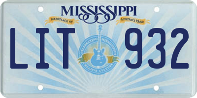 MS license plate LIT932