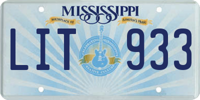 MS license plate LIT933