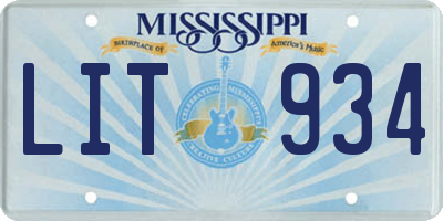 MS license plate LIT934