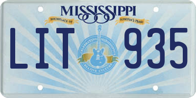 MS license plate LIT935