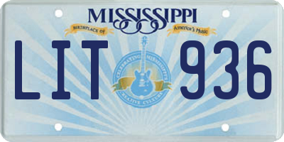 MS license plate LIT936