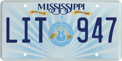 MS license plate LIT947