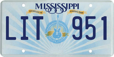 MS license plate LIT951