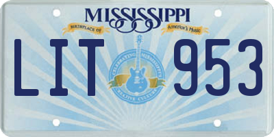 MS license plate LIT953