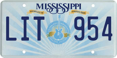 MS license plate LIT954