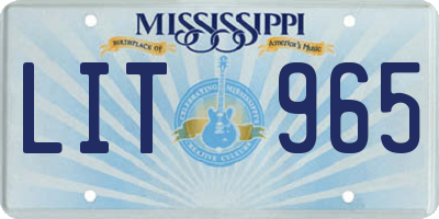 MS license plate LIT965