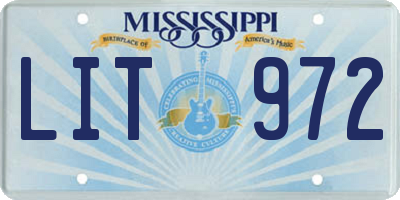 MS license plate LIT972