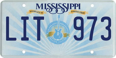 MS license plate LIT973