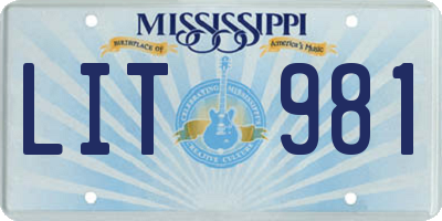 MS license plate LIT981