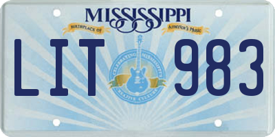 MS license plate LIT983