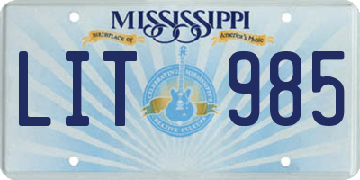 MS license plate LIT985