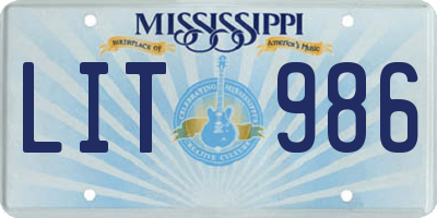 MS license plate LIT986