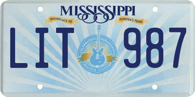 MS license plate LIT987