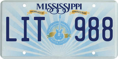 MS license plate LIT988