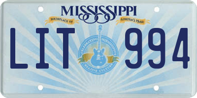 MS license plate LIT994