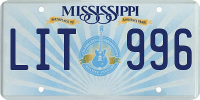 MS license plate LIT996