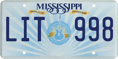 MS license plate LIT998