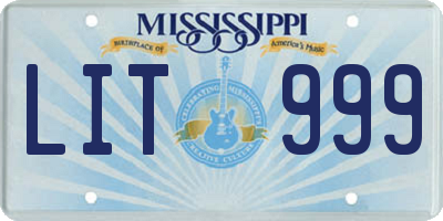 MS license plate LIT999