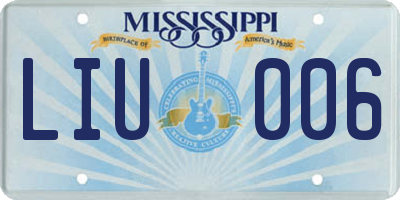 MS license plate LIU006