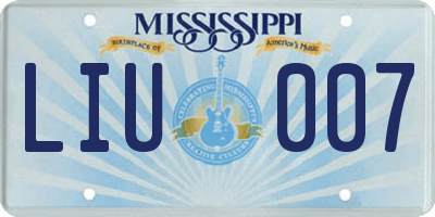 MS license plate LIU007