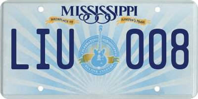 MS license plate LIU008