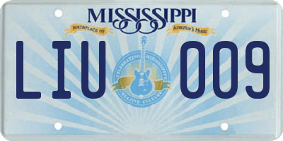 MS license plate LIU009