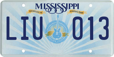 MS license plate LIU013