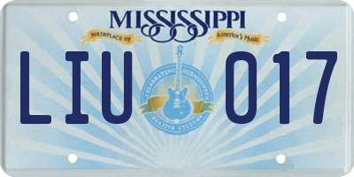 MS license plate LIU017