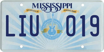 MS license plate LIU019