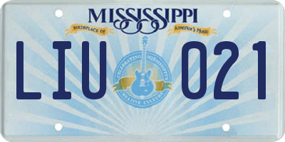 MS license plate LIU021