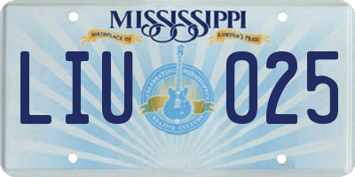 MS license plate LIU025