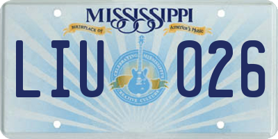 MS license plate LIU026