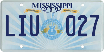 MS license plate LIU027