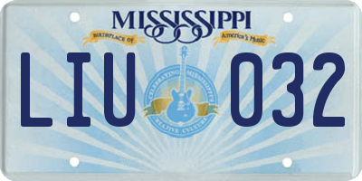 MS license plate LIU032
