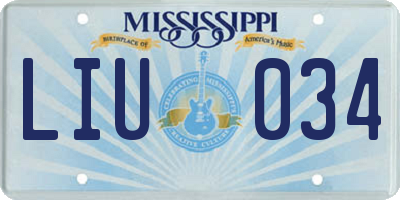 MS license plate LIU034