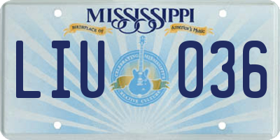 MS license plate LIU036