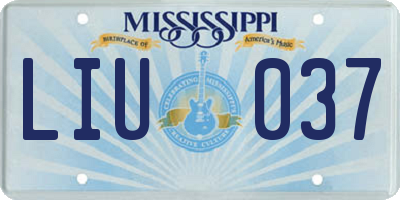 MS license plate LIU037