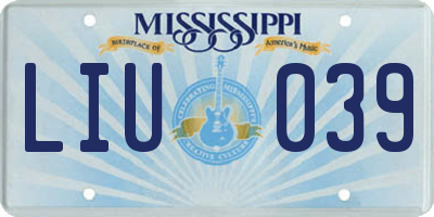 MS license plate LIU039