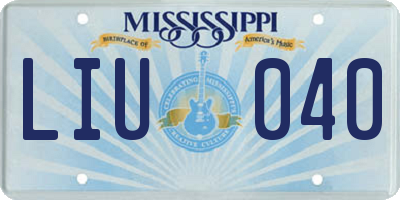 MS license plate LIU040