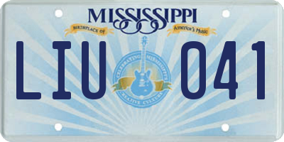 MS license plate LIU041
