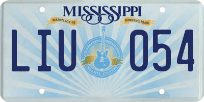 MS license plate LIU054