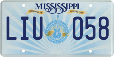 MS license plate LIU058